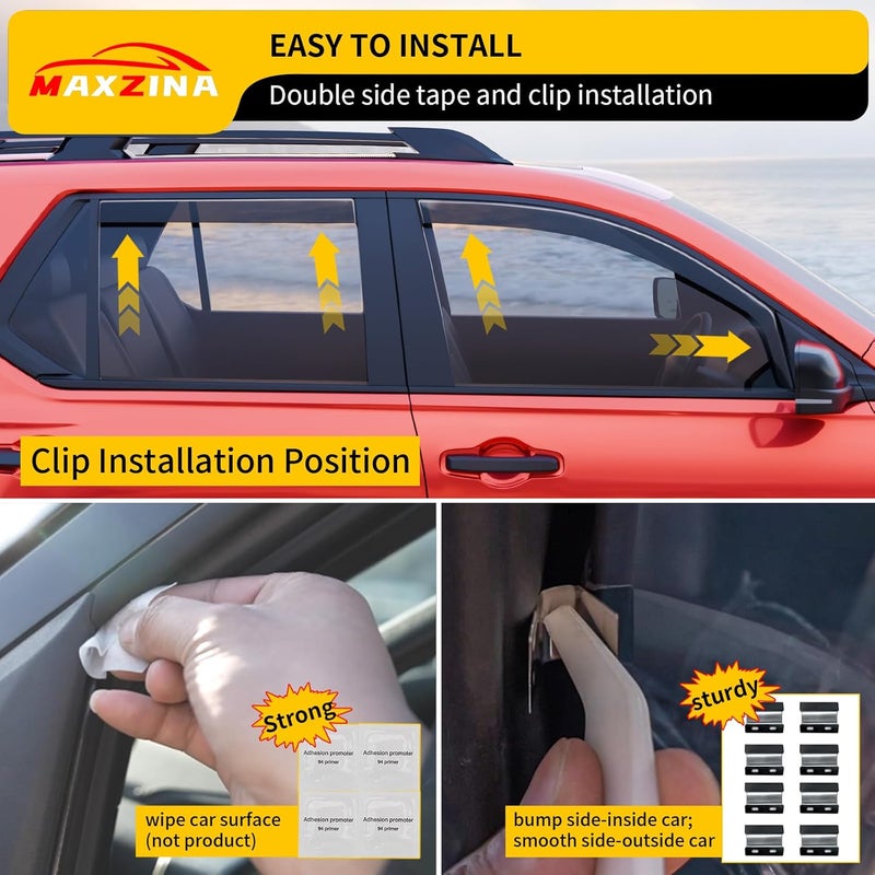 Maxzina Visor Rain Guards Compatible with 2025 Honda Passport (Not for 2026) Front and Rear in-Channel Window Visors Wind Deflectors Weather Shield for 2025 Passport 4PCS Accessories - Image 5